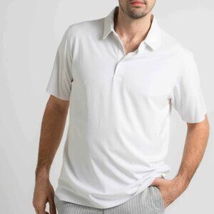 American Heritage White 4-way Stretch Performance Polo